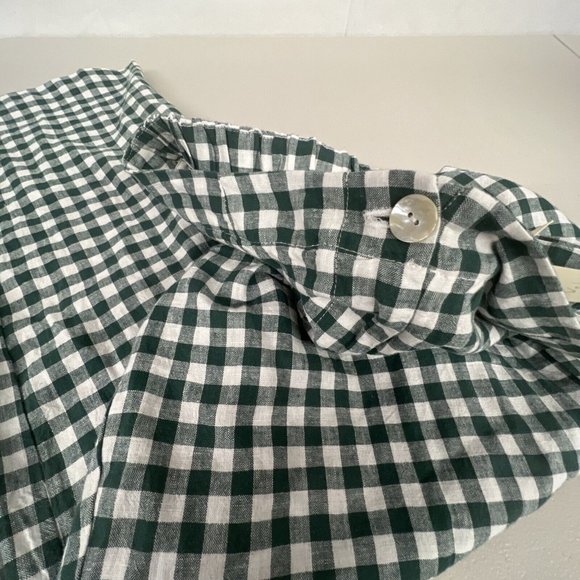 NEW 44 US 10-12 Free People Nice Things Vichy Checks Green Linen Pants Gingham - Picture 6 of 6